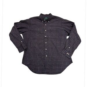 Lauren Ralph Lauren Shirt Mens 17 34/35 Blue  Red Tartan Plaid Long Sleeve